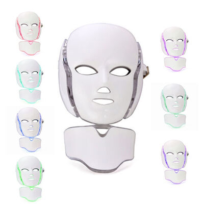 Beauty 7 Color LED Facial Mask Photon Light Skin Rejuvenation Facial Skin Care LED Light Mask Dengan Leher